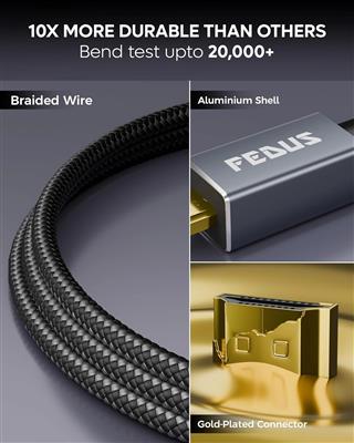 FEDUS 4K Micro HDMI to HDMI Cable 1.5 Meter, Micro HDMI 2.0 Adapter [4K@60Hz, 2K