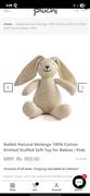 Pluchi Premium Knitted Bunny Soft Toy Baby-Safe Cotton Plush BIS Certified Nurse