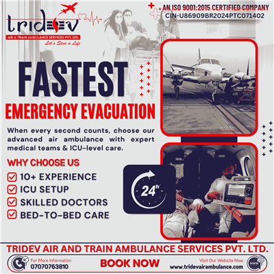 The Great Amenities—Tridev Air Ambulance Service in Patna is Available