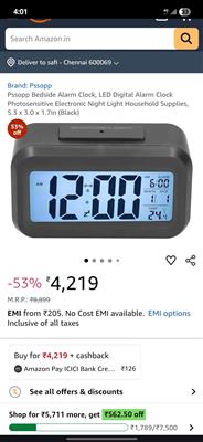 Digital LCD Alarm Clock with Temperature Display | Snooze & Night Light