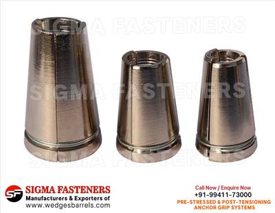 Post Tensioning wedges and barrels, pre stressed anchor grip system, anchor head