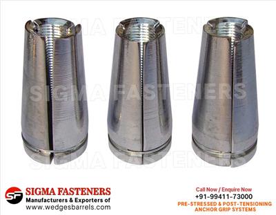 Post Tensioning wedges and barrels, pre stressed anchor grip system, anchor head