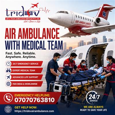 Transfer via Tridev Air Ambulance Services in Ranchi to a critical patient