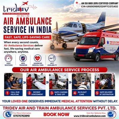 Modern Setup by Tridev Air Ambulance Services in Guwahati Provided