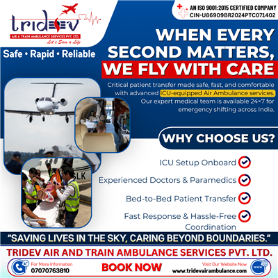 Rapid Response Medical Aviation: Elite Tridev Air Ambulance Services in Kolkata