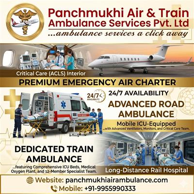 Choose Panchmukhi Air and Train Ambulance for Hassle-Free Patient Transport in G