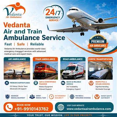 Vedanta Air Ambulance Service in Patna | Fast ICU Air Medical Transport 24/7