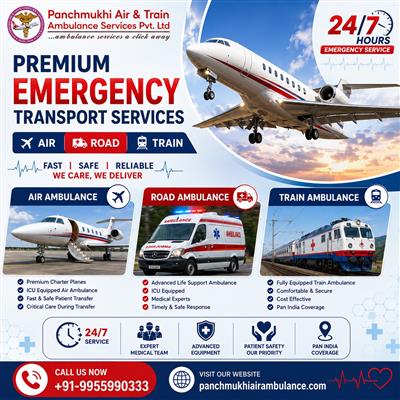 Book the Best Panchmukhi Air and Train Ambulance in Varanasi for Advanced Medica
