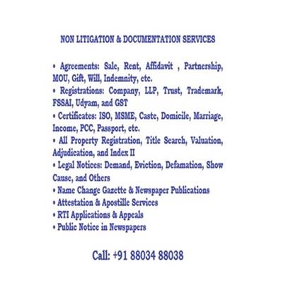 All Legal Services for Individual and Corporates. Call 88034 88038