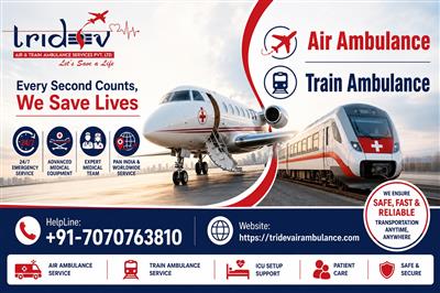 Tridev Air Ambulance Services in Delhi – Reliable Critical Care Air Transport