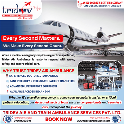 Tridev Air Ambulance Services in Ranchi – Prompt and Vital Air Medical Evacuatio