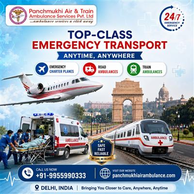 Panchmukhi Air Ambulance Service in Delhi Provides Advanced Monitoring Of Patien