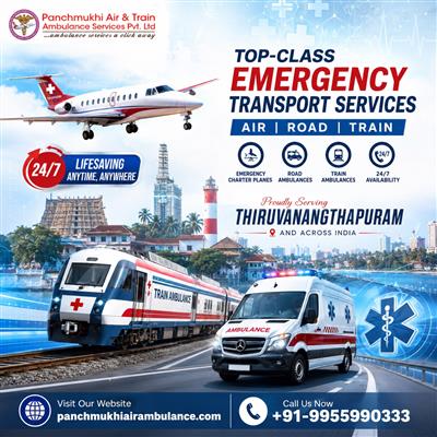 Panchmukhi Air Ambulance Service in Thiruvananthapuram - 24/7 Available for Emer