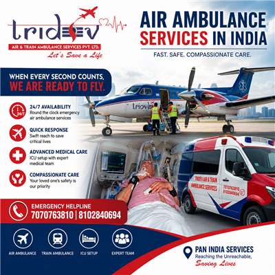 The Cost Of Tridev Air Ambulance Services In Delhi For Transfer