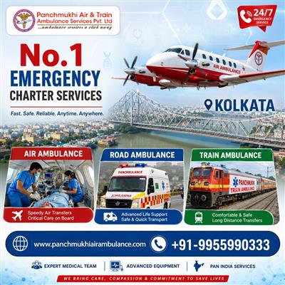 Panchmukhi Emergency Air Ambulance in Kolkata- Emergency Relocation with Protect