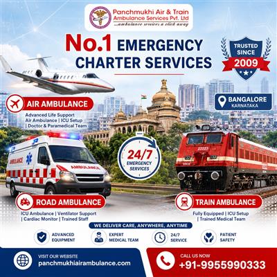 Panchmukhi Air Ambulance from Bangalore- Medical Transit with Uninterrupted Care