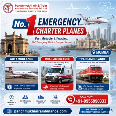 Panchmukhi Air Ambulance in Mumbai- ICU Transport Arranged with Medical Support