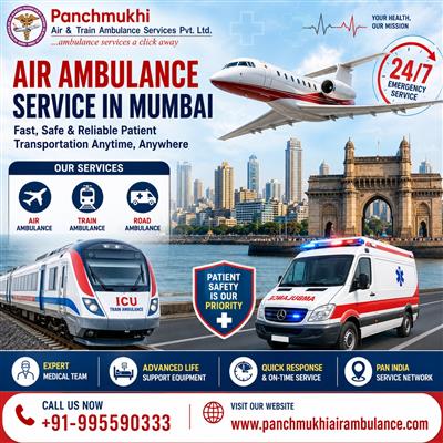 Now Transport Your Patient Anywhere by Panchmukhi Air Ambulance in Mumbai