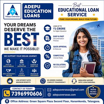 NBFC Education Loan for Abroad Studies in Warangal