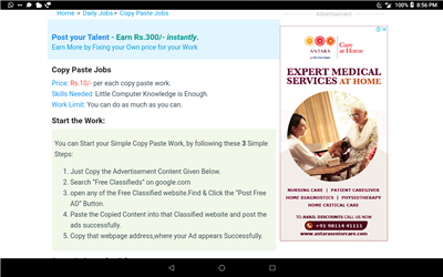 Ad Reference No - AD2471 Category	Jobs & Employment Title	Earn min. Rs.15,000/-