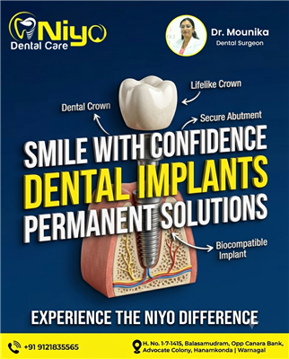 Restore Your Missing Teeth with Painless Dental Implants at Niyo Dental Care Ar