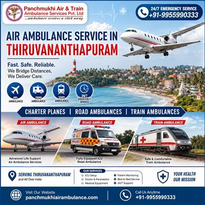 Panchmukhi Air Ambulance in Thiruvananthapuram Provide Complete Patient Transfer