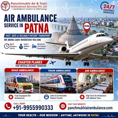 Panchmukhi Air Ambulance in Patna- Rapid Medical Transport on Time