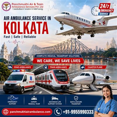 Panchmukhi Affordable Air Ambulance in Kolkata - Rescue Mission Arranged on time