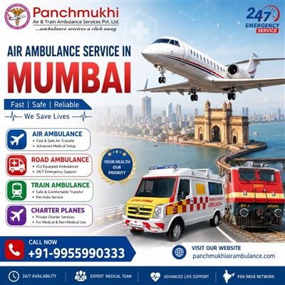 Panchmukhi Air Ambulance in Mumbai Provides Life-Saving Medical Equipment