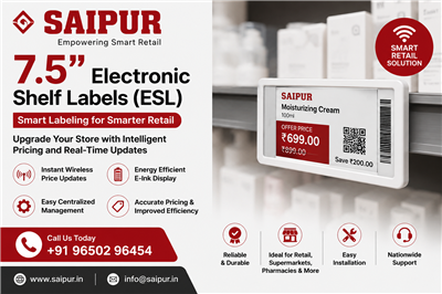 Electronic Shelf Labels 7.5” Provider Across India | Saipur