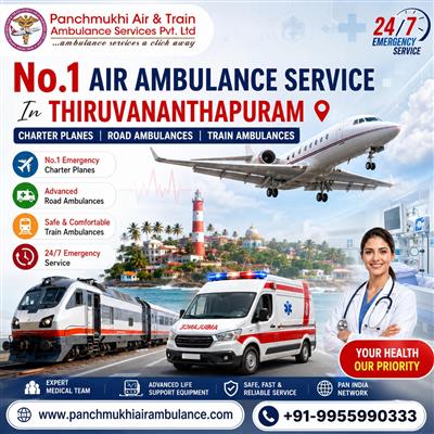 Get Panchmukhi Air Ambulance in Thiruvananthapuram for Advanced Patient Transfer