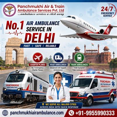 Panchmukhi ICU Air Ambulance in Delhi - Receive Continuous Patient Care