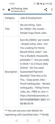 We are Hiring - Earn Rs.15000/- Per month - Simple Copy Paste Jobs