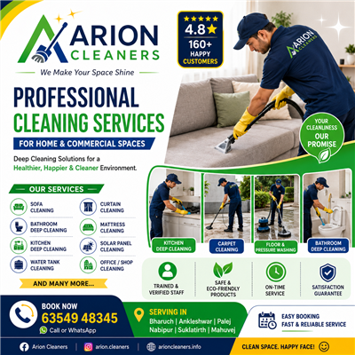 Arion Cleaners – Professional Deep Cleaning Services in Bharuch & Ankleshwar