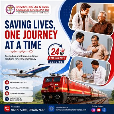 Panchmukhi Low Cost Train Ambulance from Kolkata- ICU life support