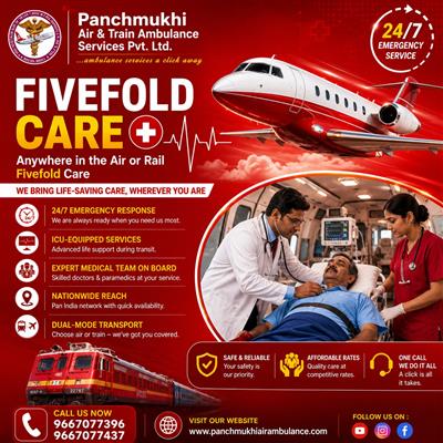 Panchmukhi ICU Train Ambulance from Nagpur- Advanced critical Care with support
