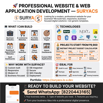 Professional Website & Web App Development | Starting ₹9,900 | SURYACS
