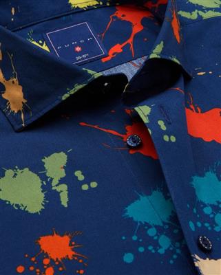 Camicissima Brown-Peach Printed Poplin Punch Cotton Shirt