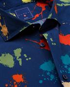 Camicissima Brown-Peach Printed Poplin Punch Cotton Shirt