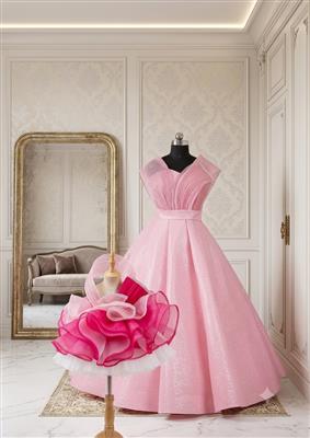 Light Pink & Hot Pink Matching mother daughter dresses | Sanchvi Studio