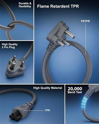 FEDUS TPR (Thermoplastic Rubber) Laptop Power Cord