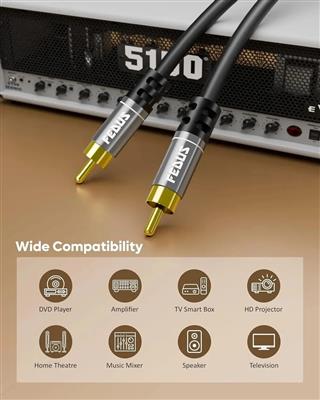 FEDUS Subwoofer Cable, Double Shielded RCA To RCA Audio Cable 1.5M