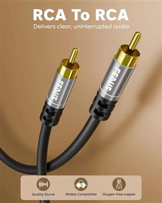 FEDUS Subwoofer Cable, Double Shielded RCA To RCA Audio Cable 1.5M