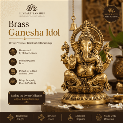 Brass Ganesha Idol – Handcrafted Elegance for Your Home