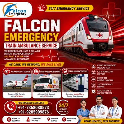 Falcon Emergency ICU Train Ambulance in Kolkata- Emergency Care Offered