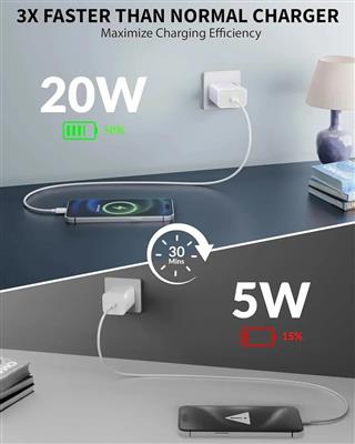 FEDUS iPhone Charger | 20W Apple Compatible Type C Adapter