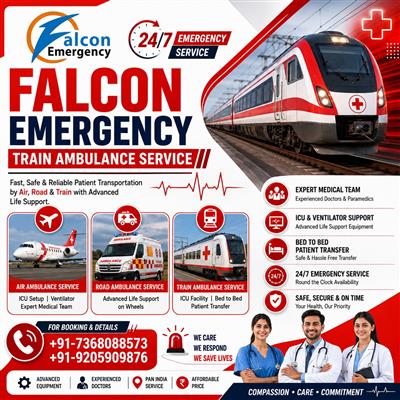 Falcon Emergency ICU Train Ambulance in Patna- An Ally In Safe Medical Transfers