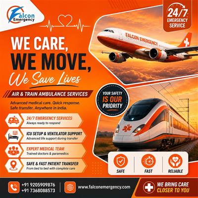 Falcon Emergency Train Ambulance in Kolkata- Dedicated Care From Pickup To Drop