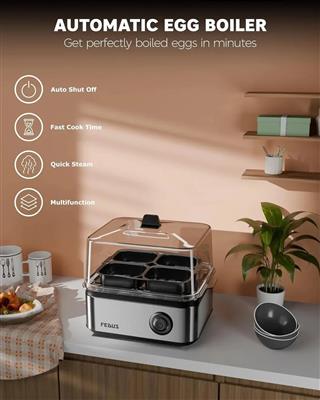 FEDUS EGGLINE Automatic 8 Egg Boiler Steamer