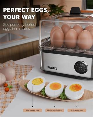 FEDUS EGGLINE Automatic 8 Egg Boiler Steamer